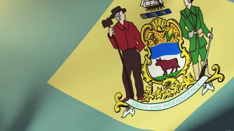 Delaware flag waving in the wind. Looping sun rises style.  Animation loop Stock Footage 48161135