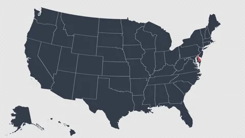 Delaware Flashing Red on US Election Map Animation Seamless Loop Alpha 4K 스톡 동영상 341307353