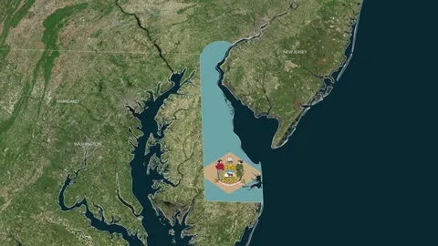 Delaware Map With Flag Animation Stock Footage 323972112