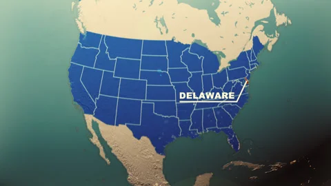 Delaware Map Highlight USA 3D Political Globe Animation Stock Footage 313418149
