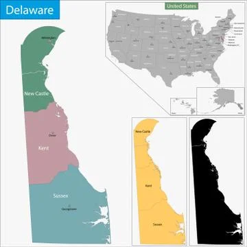 Delaware map Stock Illustration