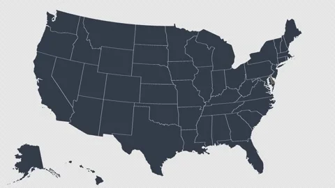 Delaware Pulsing on US Election Map Animation Seamless Loop Alpha Channel 4K 스톡 동영상 341309062