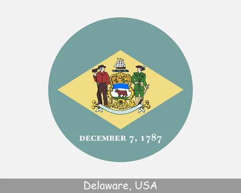 Delaware Round Flag Stock Illustration