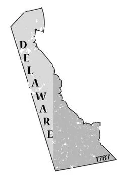 Delaware State and Date Map Grunged Stock Illustration