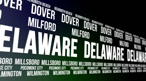 Delaware State and Major Cities Scrolling Banner Stock Footage 43263839