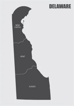Delaware State counties map Stock Illustration