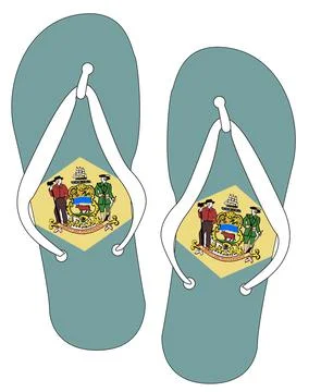 Delaware State Flag Flip Flop Shoes Illustrazione stock