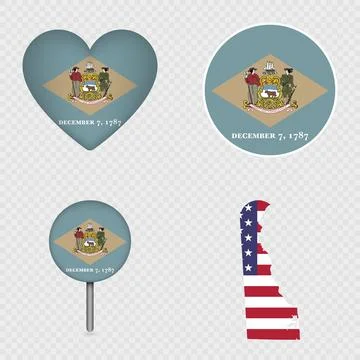 Delaware State Flag Icons Pack. Vector illustration. Illustrazione stock