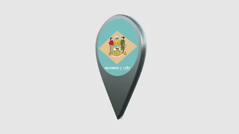 Delaware State Flag Location Map Marker Pin With Alpha Channel Looped Stock Footage 239455885