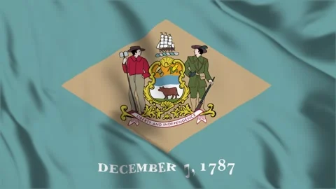 Delaware State Flag Loop 4K Видео 243873849