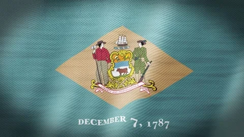 Delaware State Flag Waving. Ultra Realistic Waving Flag Of Delaware, USA. Stock Footage 338301994