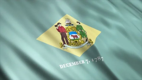 Delaware State Flag waving in the wind Stock Footage 236431886