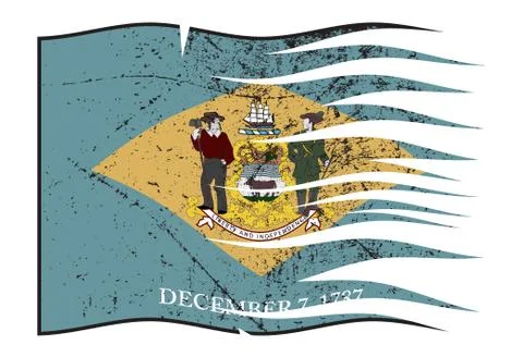 Delaware State Flag Wavy And Grunged Stock Illustration
