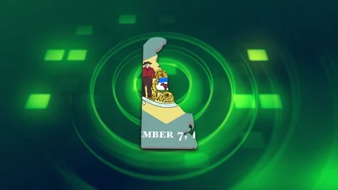 Delaware State Map and Flag Background Stock Footage 344647805