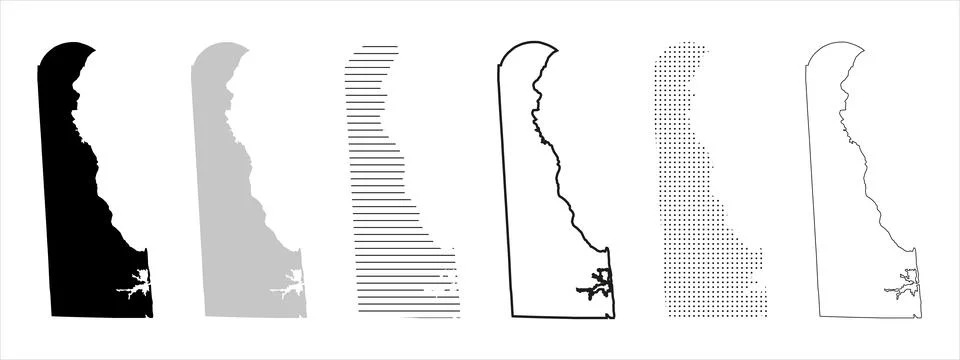 Delaware State Map Black. Delaware map silhouette isolated on transparent backgr Stock Illustration