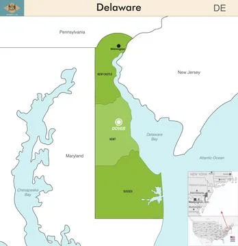 Delaware state map with counties borders Stock Illustration