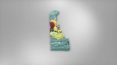 Delaware State Map with Flag Intro Background Stock Footage 315165423