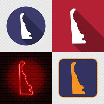 Delaware State Map Icons Set, USA Silhouette Collection in Flat, Minimal an.. Stock Illustration