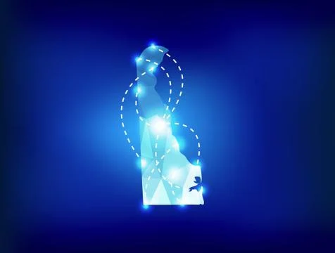 Delaware state map polygonal with spot lights places Stock Illustration