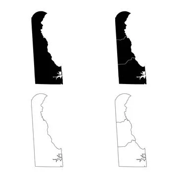 Delaware State Outline and Solid Fill Map Set. 스톡 일러스트