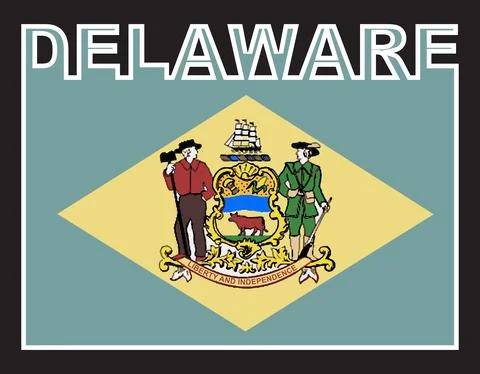 Delaware State Text Flag Stock Illustration