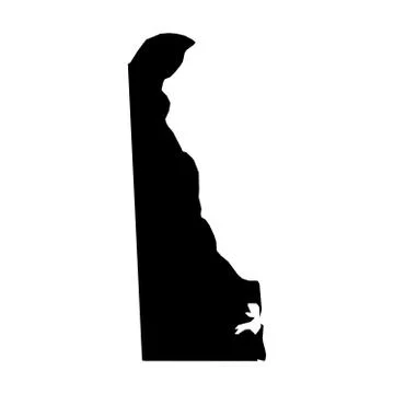 Delaware, state of USA - solid black silhouette map of country area. Simple flat Ilustração Stock