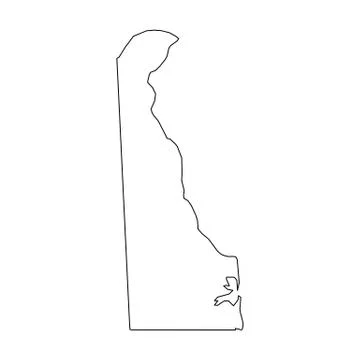 Delaware, state of USA - solid black outline map of country area. Simple flat Ilustração Stock