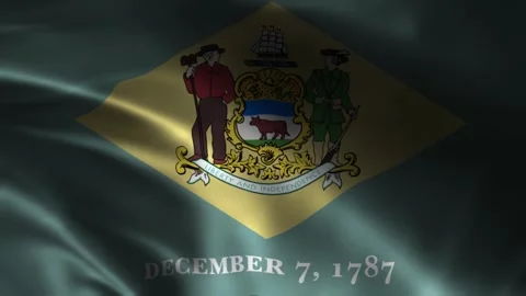 Delaware State Waving Flag. Flag of Delaware Waving Animation. Stock Footage 263839202