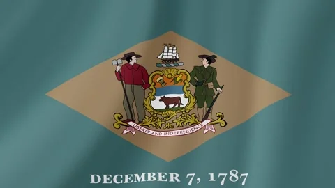 Delaware State Waving Flag. Realistic Flag Animation. Seamless Loop Background. Stock Footage 292324225