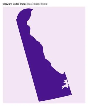 Delaware, United States. Simple vector map. State shape. Solid style. Borde.. Stock Illustration