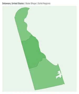 Delaware, United States. Simple vector map. State shape. Solid Regions styl.. Stock Illustration