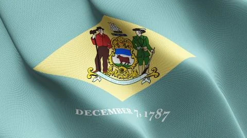 Delaware US State flag waving on wind. Stock-Illustration