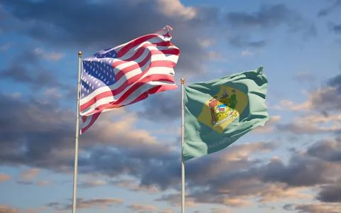 Delaware US State Flags at sky background Foto stock