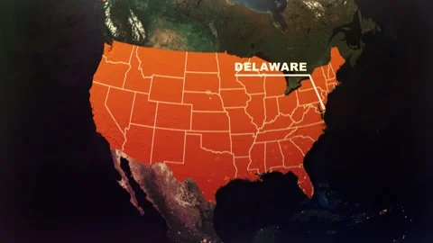 Delaware US State Satellite Map Animation V1 Stock Footage 303584953