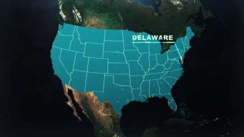 Delaware US State Satellite Map Animation V2 Stock Footage 307778157