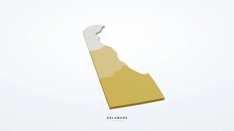 Delaware USA 3D isometric state map with county borders rotating on a clean Stock Footage 340404502