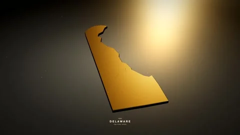 Delaware USA 3D state map in gold style 動画素材 341171874