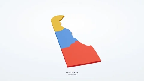Delaware USA state map 3D animation seamless loop Stock Footage 341069528