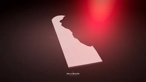 Delaware USA state map in bold red style 스톡 동영상 340772420