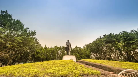 Delay of Deng Xiaoping Statue in Lianhuashan Park, Shenzhen, China Stock Footage 220936036