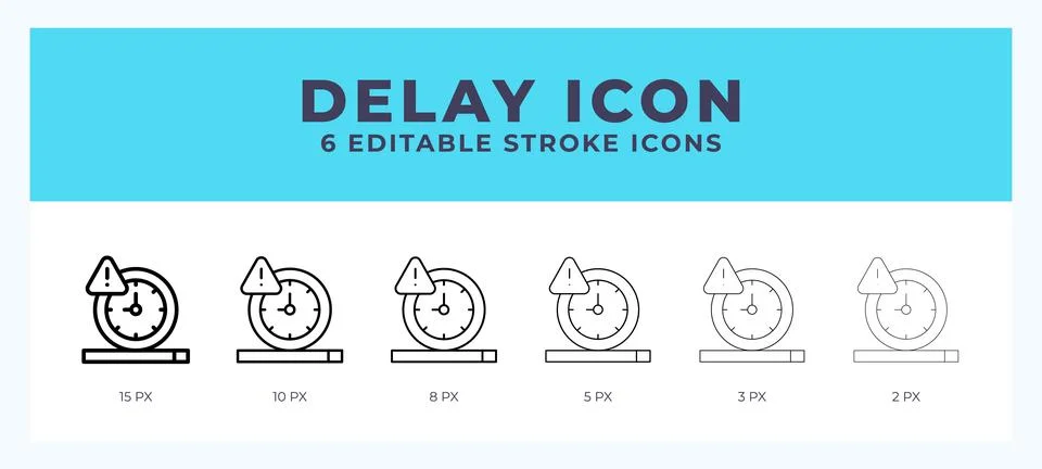 Delay icon with different stroke. Editable stroke. Vector illustration. 스톡 일러스트