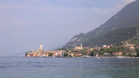 Delay-photography-video-material-of-a-small-town-by-the-lake-of-Garda-Italy Stock Footage 126134982