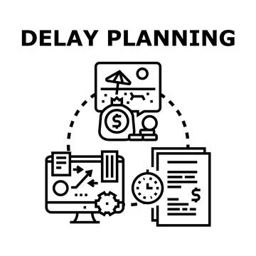 Delay planning for future goals and financial strategy Illustrazione stock