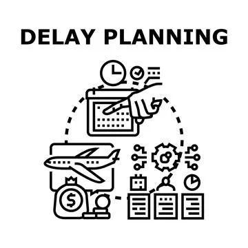 Delay planning managing schedule changes and logistics Stock Illustration