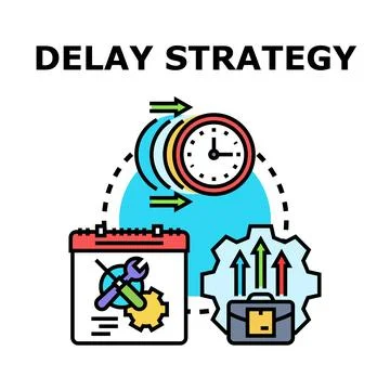 Delay strategy managing business tasks and time planning Stock Illustration