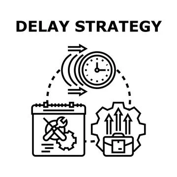 Delay strategy managing business tasks and time planning Stock Illustration