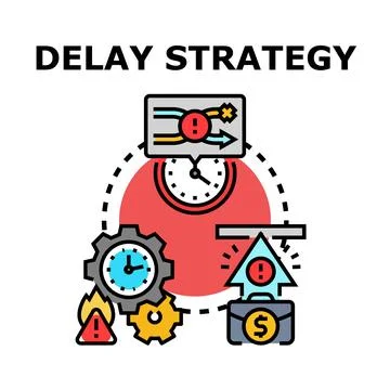 Delay strategy optimizing business process and problem solving イラスト素材