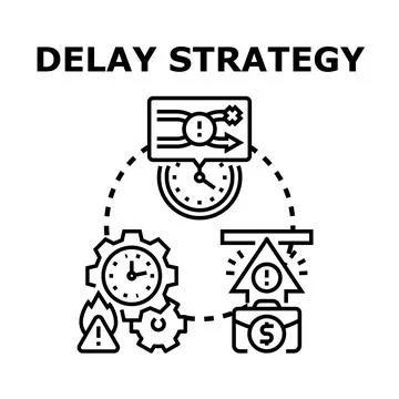 Delay strategy optimizing business process and problem solving Stock Illustration