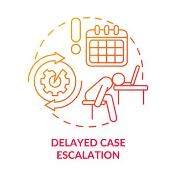 Delayed case escalation red gradient concept icon Stock Illustration