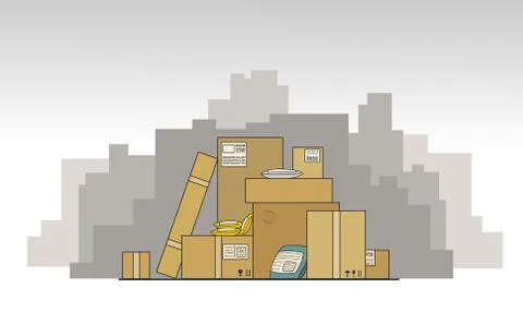 Delayed delivery of goods, parcels, online purchases from China, Europe due t Stock Illustration